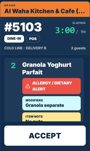 Delivery ticket with an allergy alert