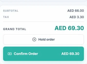 TajerGo till totals with subtotal, tax and the grand total before payment